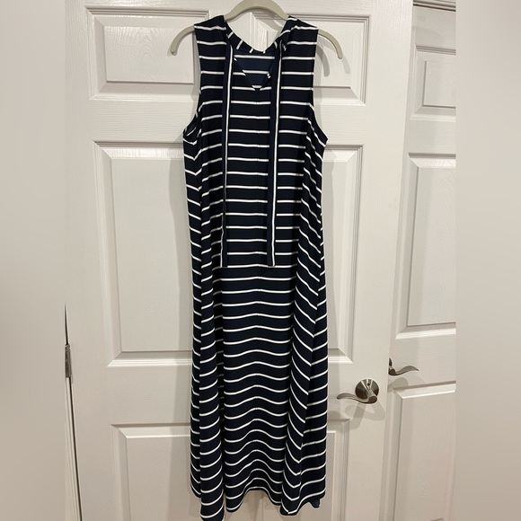 Banana Republic Factory Striped High-Low Dress Womens Blue White Size Medium - Picture 2 of 4
